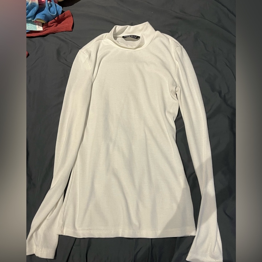 Shein white collared neck long sleeve
